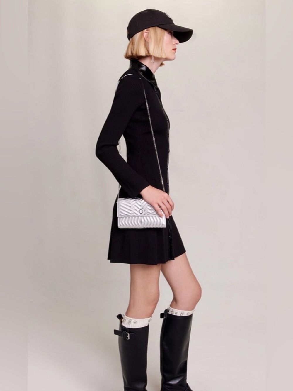 Maje ROSANIA DRESS Black Long-Sleeve Shirt Dress size 36 EU or US size small - Picture 2 of 9